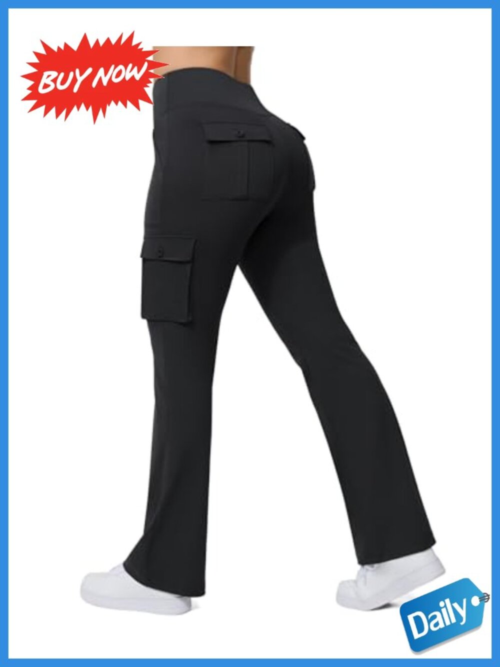 Women's Flare Leggings High Waisted 6 Pockets Cargo Yoga Pants Stretch